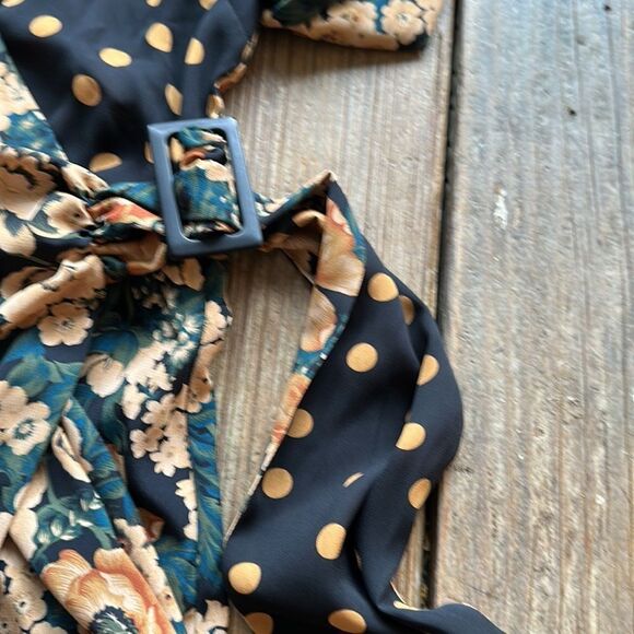 NWOT Zara Floral Polka Dot Wrap Mini Dress - Picture 2 of 11